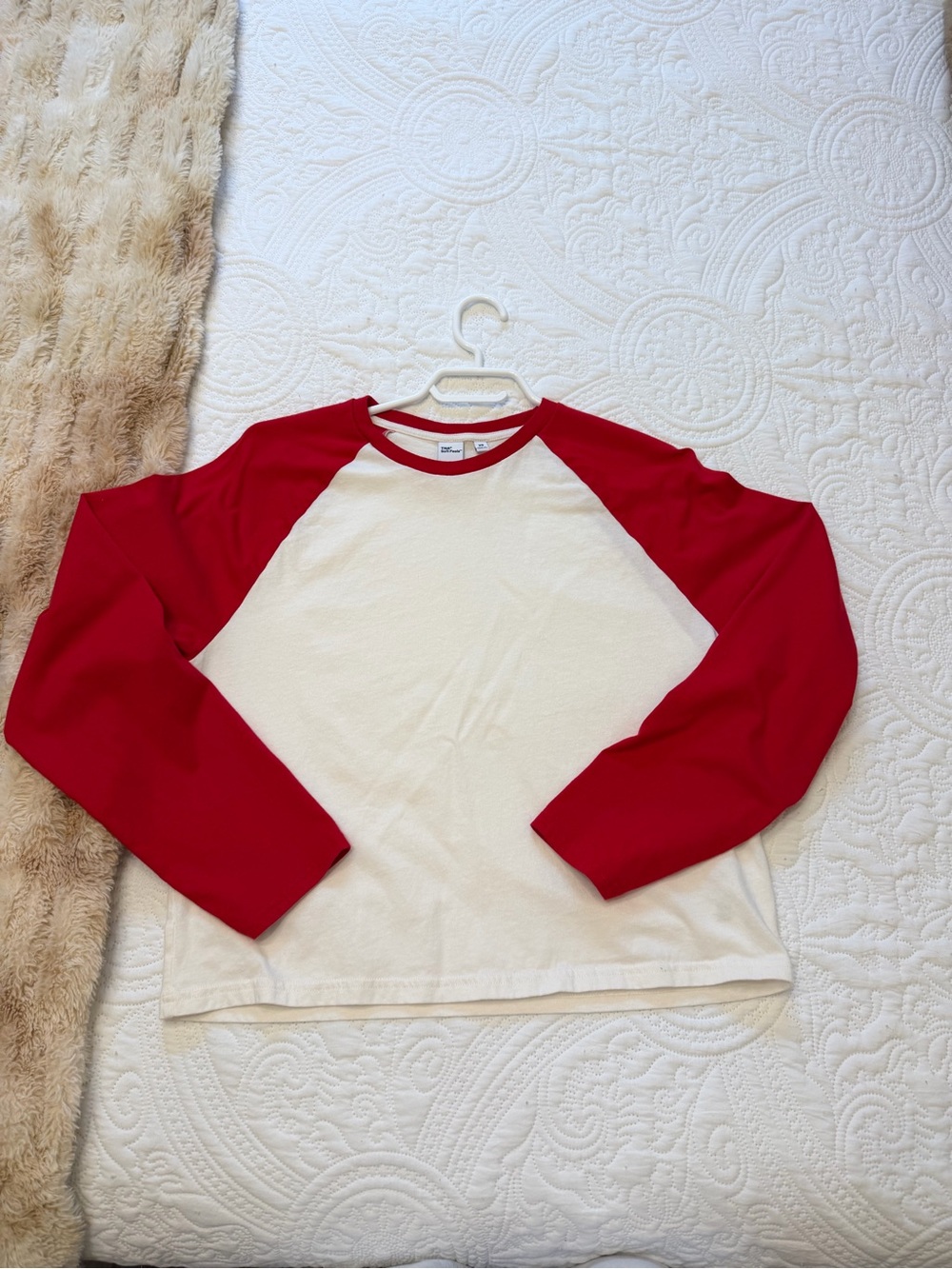TNA Red and White Raglan Long Sleeve Tee